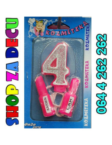 Broj 4 Kozmetika svećica roze