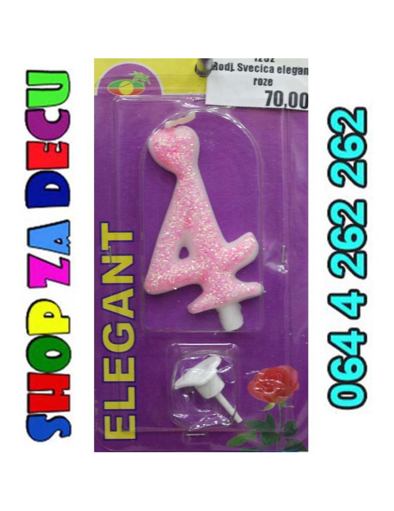 Elegant svećica broj 4 roze
