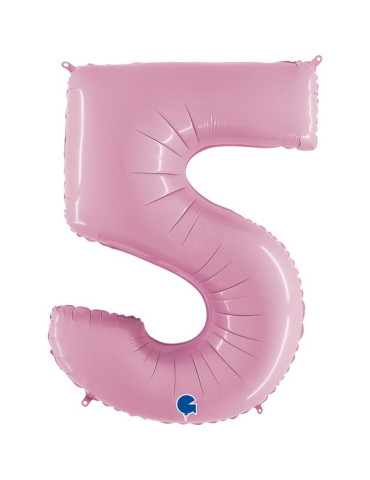 Balon broj 5 pastelno roze sa helijumom