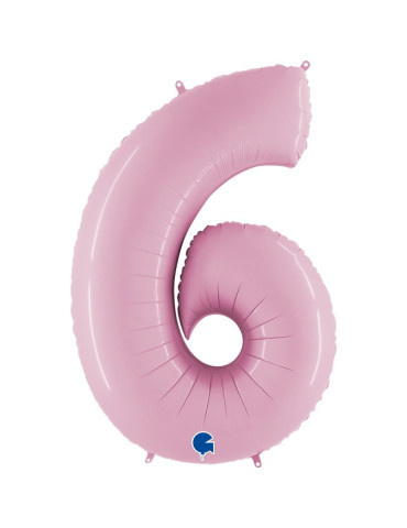 Balon broj 6 pastelno roze sa helijumom